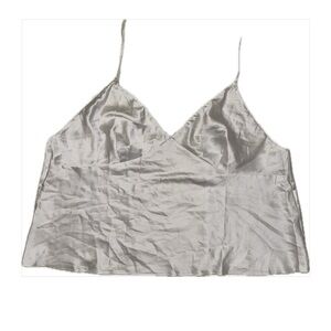 Victoria Secret Elegant Champagne Satin Open Back Cami V-neck Top L